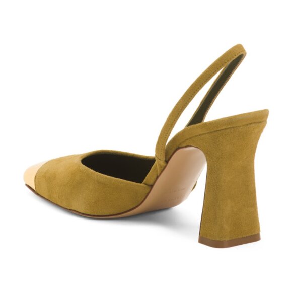 MARIA LUCA Made In Italy Suede Slingback Heels With Cap Toe - Picture 2 of 3